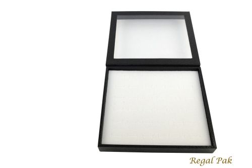 Black half size case with acrylic lid with white ring foam (36 rings) for sale