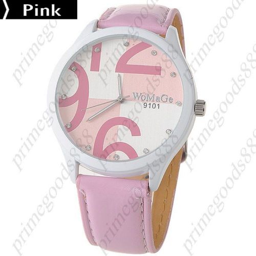 Classic Rhinestones Crystals Leatherette Quartz Wrist Wristwatch Women&#039;s Pink