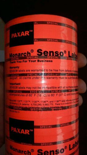 Paxar Monarch 1100 Series Labels, Orange, 10 rolls per Sleave &#034;Special&#034;