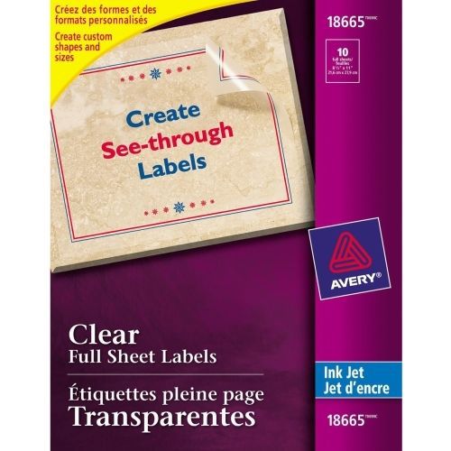 Avery easy peel mailing label - 8.5&#034; width x 11&#034; length - 10 / pack - clear for sale