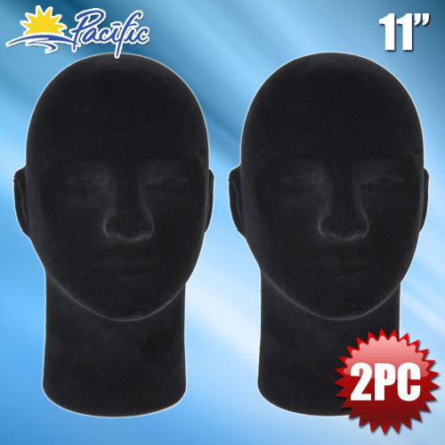 New male styrofoam foam black velvet mannequin head display wig hat glasses 2pc for sale