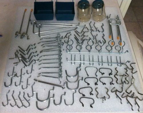 MIXED LOT 76 METAL PEG BOARD HOOKS &amp; ACCESSORIES