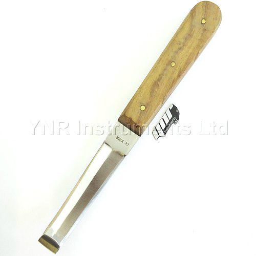 Hoof knife wooden handle stainless steel straight double edge blade - ynr for sale