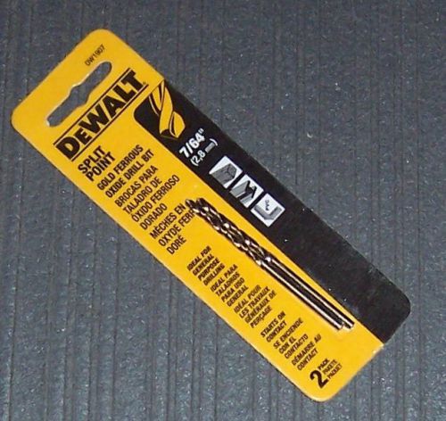 2 Pack DEWALT DW1907 7/64&#034; Gold Ferrous Split Point Twist Drill Bit