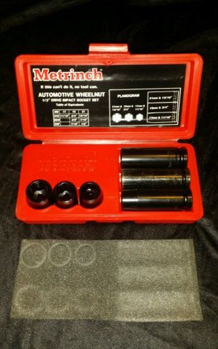 Metrinch 1/2&#034; Drive Impact Socket Set 6 Piece Wheelnut