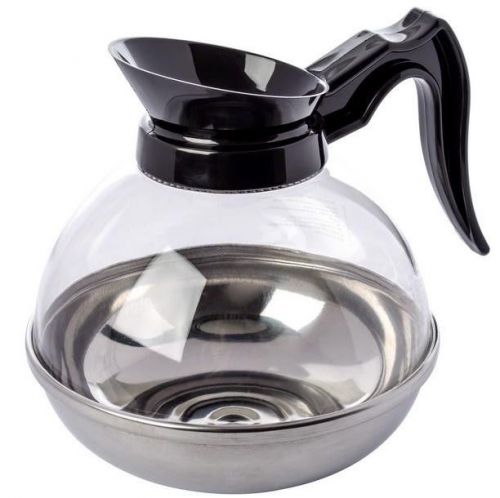 12 cup 64oz Commercial Coffee Decanter /Pot Black Regular Stainless Steel Bottom