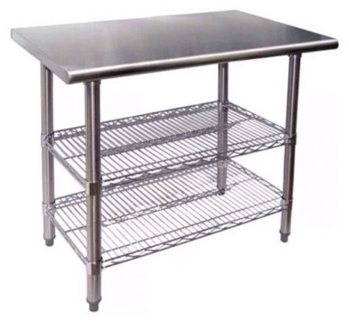 Stainless steel worktable 24&#034; x 30&#034; w/ 2 adjustable wire undershelf nsf approved for sale