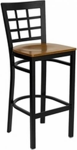 NEW METALWINDOW BACK RESTAURANT BARSTOOLS CHERRY WOOD SEAT*LOT OF 10 BARSTOOLS*