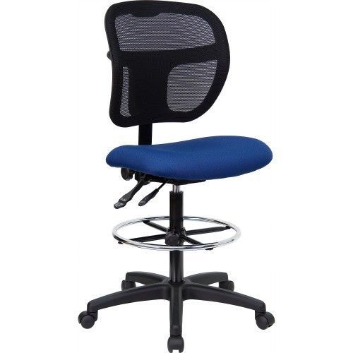 Flash furniture wl-a7671syg-nvy-d-gg mid-back mesh drafting stool with navy blue for sale