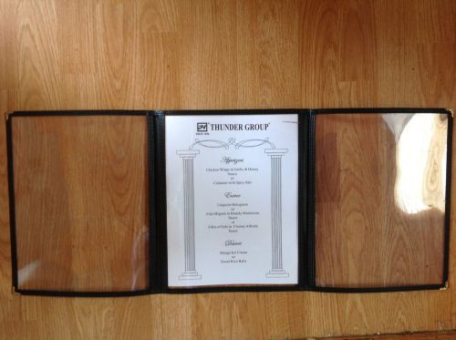 Triple fold menu cover- Black - Plastic 8.5&#034; x 11&#034;