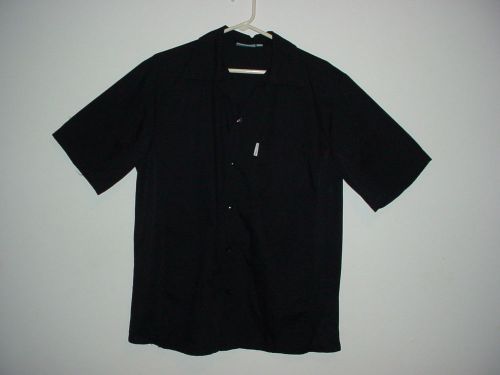 Men&#039;s black front button short sleeves chefworks chef cook shirt size m for sale