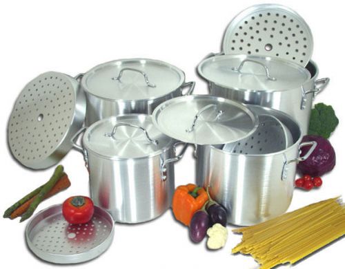 heavy aluminum stockpot set with steamer  ( 52qt , 40qt , 32qt , 24qt , 20qt )