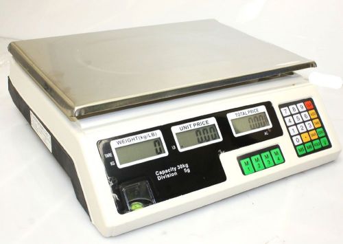 66LB 30KG DIGITAL PRICE DELI FOOD MEAT COMPUTING COUNTER SCALE DUAL SIDE DISPLAY