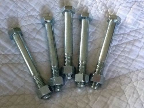 5 New Hillman Coarse Thread Hex Bolts Steel 1/2 x 4 w/ nuts