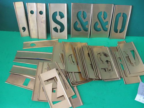 58 vintage brass 3&#034; interlocking Alphabet letter &amp; Numbers stencils