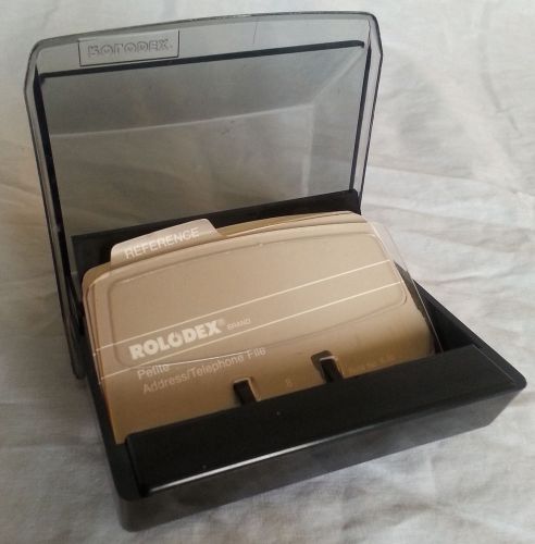 Vintage Rolodex Petite w/ Blank Cards Black Plastic Model S300C Scrapbooking