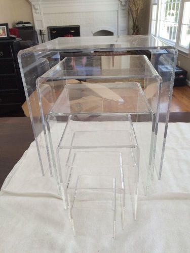 Set of 7 Acrylic Clear Riser 12&#034; 10&#034; 8&#034; 6&#034; 5&#034; 4&#034; 3&#034; Stand  Display Jewelry
