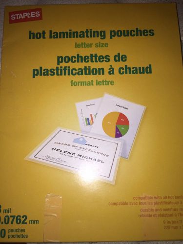 Staples Hot Laminating Pouches Letter Size