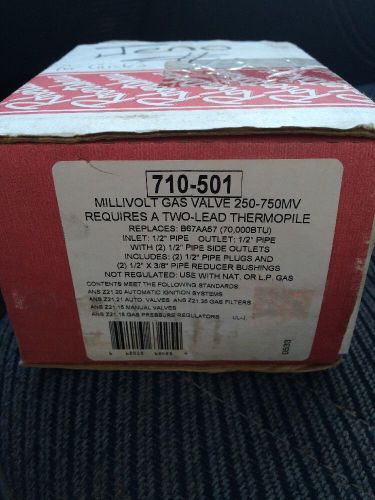 ROBERTSHAW MILLIVOLT GAS VALVE 250-750 MV, PART 710-501, # 9643