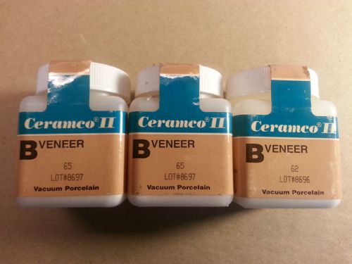 Ceramco II Veneer Porcelain 3 One ounce bottles Dental Lab/Dentist