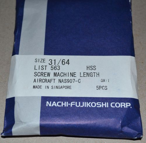 NACHI 31/64&#034; HSS DRILLS SCREW MACHINE LENGTH-AIRCRAFT NEW/UNUSED - 8 PCS