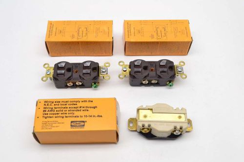 LOT 3 HUBBELL MIX HBL5252 HBL2410 15 20A AMP 125/250V-AC 3P RECEPTACLE B420776