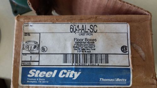 STEEL CITY 604-AL-SC NIB CAST IRON FLOOR BOX W/ ALUM PLUG COVER DUPLEX #B43