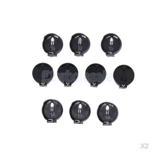 20pcs cr2032 button coin cell battery socket connector holder case black for sale