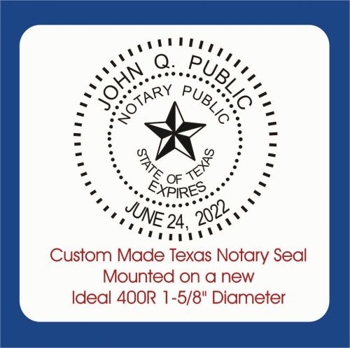 Texas Notary Round Seal-Custom Made Ideal Self Inking Rubber Stamp 400R Black