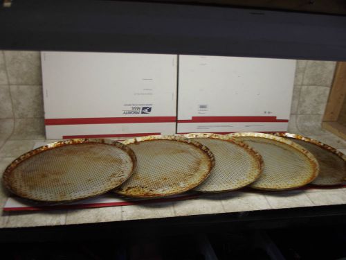 5 lot 16&#034; Pizza Hut pans well seasoned perforated thin crust commercial grade NR