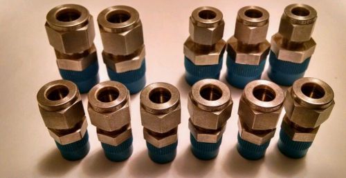 Swagelok ss 316 lot of 11 fittings 1/2&#034; x1/2&#034;, 3/8&#034; x3/8&#034;, 3/8&#034; x1/2&#034; straight