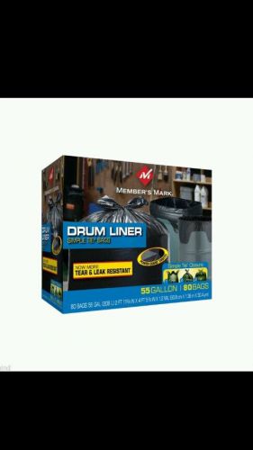 Simple Tie Drum Liner 55 gallon Bags Trash Garbage Black - 80 pk