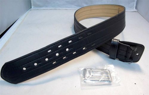 B59 4R Sz 52&#034; G&amp;G Plain Black Sam Browne 2.25&#034; W Police Duty Belt Chrome Buckle