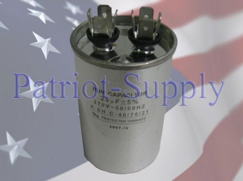 Supco CR25X370R Capacitor, Run, 25µF, 370 VAC, Round Run Capacitor 25MFD x 370V