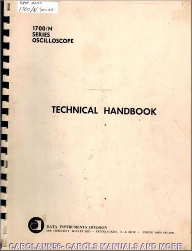 DATA INSTRUMENTS Manual 1700 N SERIES OSCILLOSCOPE