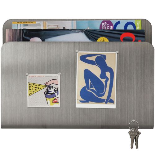 Magazine Pocket and Magnetic Memo Board - Silver