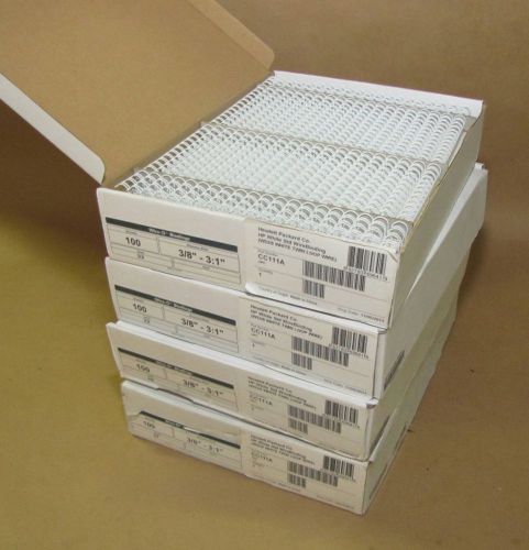 4 Boxes 3/8&#034; White Double-O Wire Bindings 32 Loop Metal Spines Twin Loop