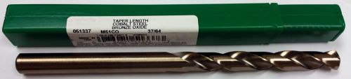 37/64&#034; COBALT TAPER LENGTH DRILL, 4-7/8&#034; LOF, 8-3/4&#034; OAL, PTD M51CO, 51337