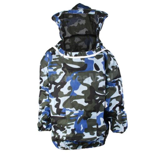 Protective beekeeping jacket veil smock equipment hat sleeve suit blue camo for sale