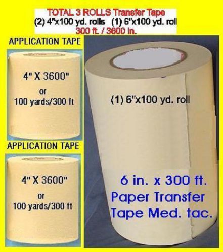 6&#034; 4&#034; 4&#034; rolls APPLICATION TRANSFER Paper TAPE 300&#039; for Vinyl Cutter PLOTTER **