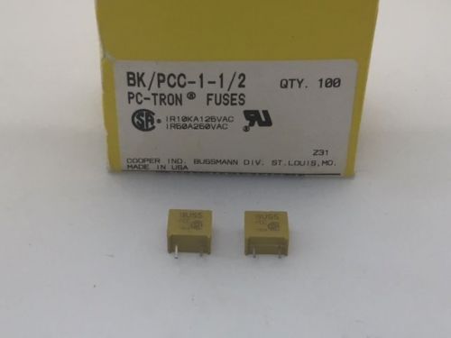 (10 pcs) PCC-1-1/2 Bussmann, 1.5A 250vac, Radial PC-Tron Fuse, Fast Acting