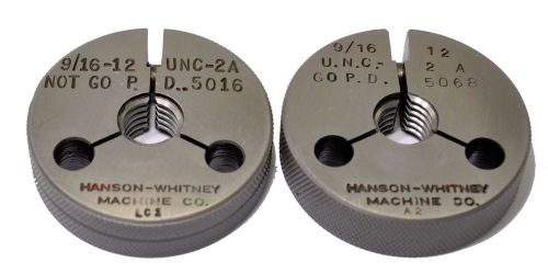 9/16-12 UNF-2A ~ Thread Ring Gage ~ Go No/Go ~ .562 ~ 12 tpi ~   Hanson-Whitney