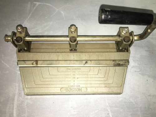 Vintage BOSTON Heavy Duty 3 Hole Punch Adjustable Puncher Hunt Mfg USA