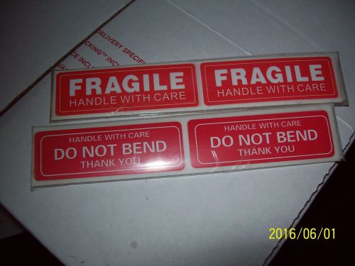 Labels 1x3 FRAGILE Handle with Care Shipping Mailing Stickers w Do NOT Bend Stic