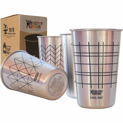 Cups Stainless Steel Healthy Human 16oz 4 Pack Beer Pints Iced Tea  Bar Beverage