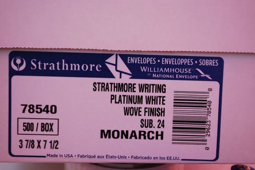 Box of 500/strathmore writing platinum white envelopes 3-7/8x7-1/2 monarch s6343 for sale