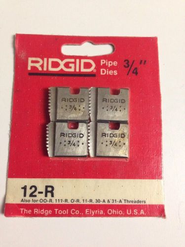 Ridgid 3/4&#034; NPT 12-R Pipe Dies 00-R  111-R  O-R  11-R  30-A  31-A NOS