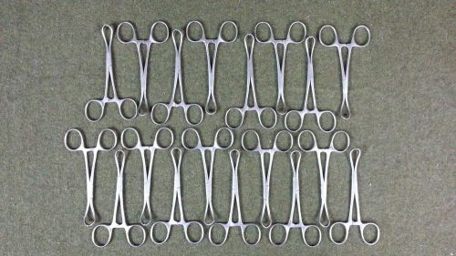 Michigan Inst. 4&#034; Non-perforating Diamond Knurl Pattern Towel Forceps Lot Of 18