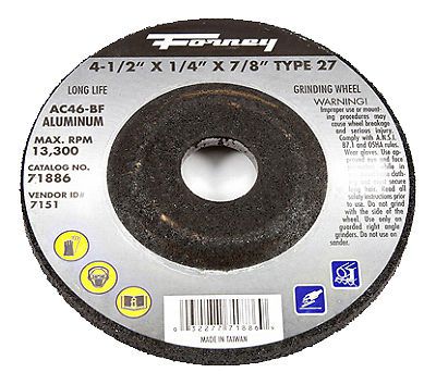 FORNEY INDUSTRIES INC 4-1/2&#034; ALUM Grind Wheel