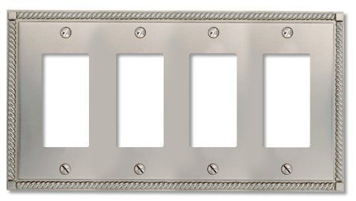 Amerelle 54R4N Georgian Cast Metal Four Rocker/GFCI Wallplate, Satin Nickel